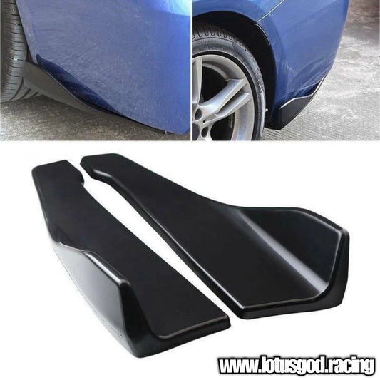 2 X Universal Black ABS Side Skirt Fin / Rear Bumper Bodykit Add On Lip Diffuser Extension