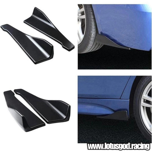 2 X Universal Black ABS Side Skirt Fin / Rear Bumper Bodykit Add On Lip Diffuser Extension