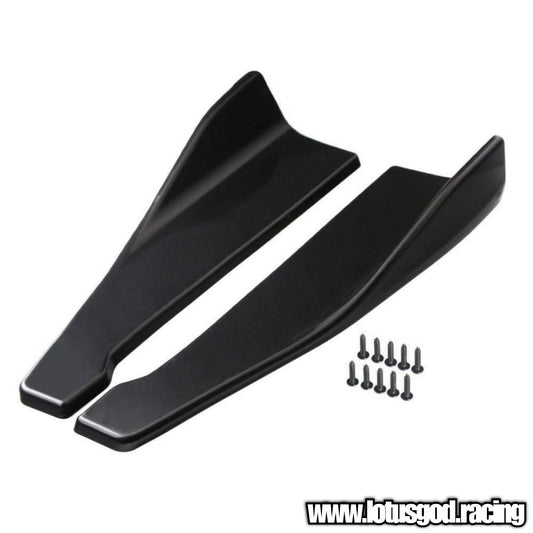 2 X Universal Black ABS Side Skirt Fin / Rear Bumper Bodykit Add On Lip Diffuser Extension