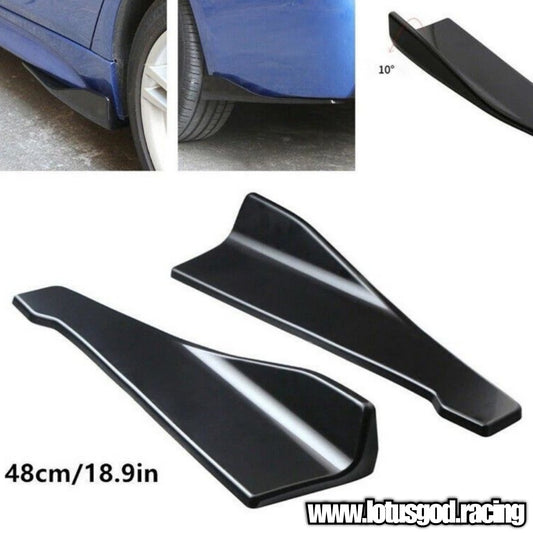 2 X Universal Black ABS Side Skirt Fin / Rear Bumper Bodykit Add On Lip Diffuser Extension