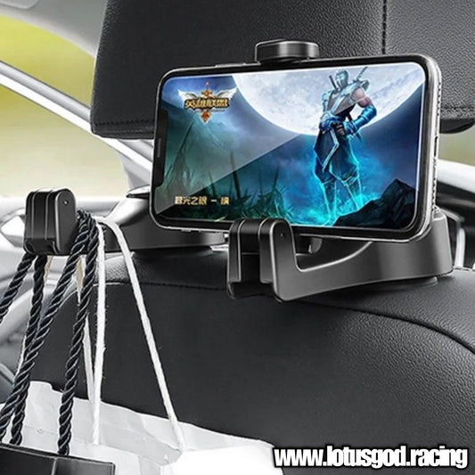 Universal 2 In 1 Car Head Rest Sliding Hidden Hook Phone Holder + Bag Hangers Handbag Storage Interior Accessories