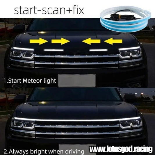 180cm 12V Super Blue | White Sequential Scan Mode Bright Led Light Car Hood Bonnet Strip Interior Ambient Neon Lamp