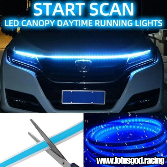 180cm 12V Super Blue | White Sequential Scan Mode Bright Led Light Car Hood Bonnet Strip Interior Ambient Neon Lamp