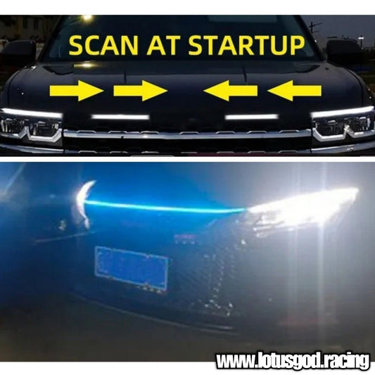 180cm 12V Super Blue | White Sequential Scan Mode Bright Led Light Car Hood Bonnet Strip Interior Ambient Neon Lamp