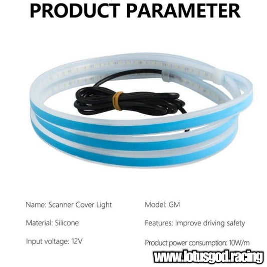 180cm 12V Super Blue | White Sequential Scan Mode Bright Led Light Car Hood Bonnet Strip Interior Ambient Neon Lamp