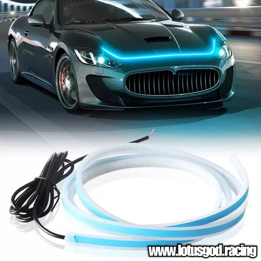 180cm 12V Super Blue | White Sequential Scan Mode Bright Led Light Car Hood Bonnet Strip Interior Ambient Neon Lamp