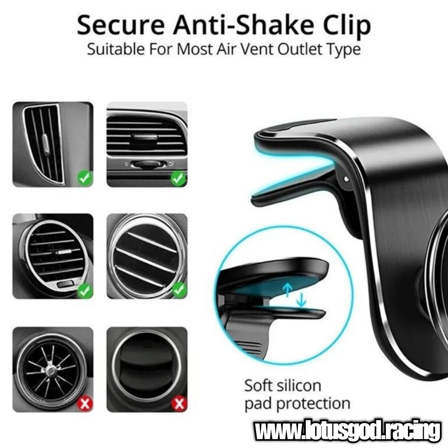 Magnetic Air Con Vent Clip Android Iphone Magnet Hp Phone Holder For All Car Lorry Van Pick Up Etc