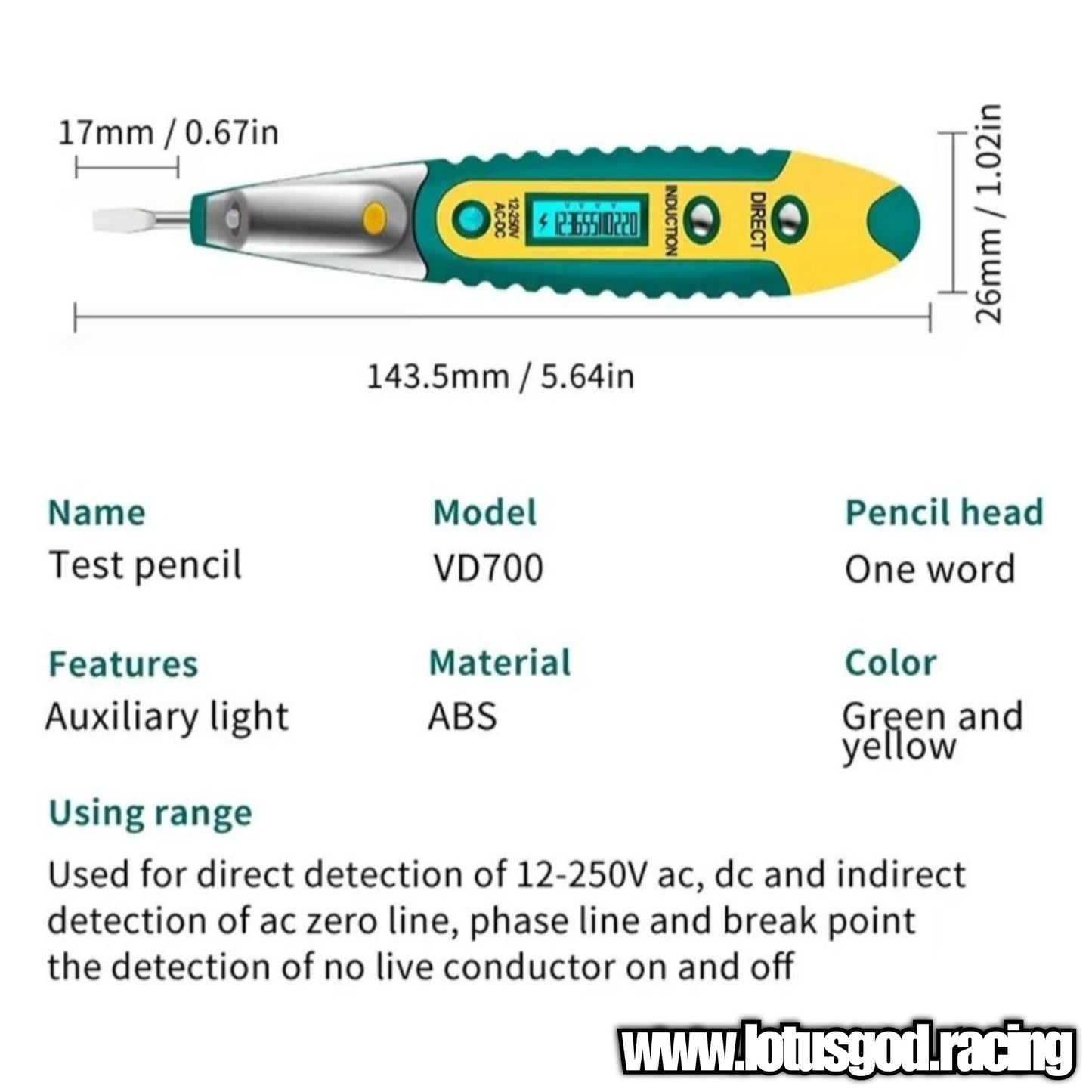 Red Led Test Pen Flat Screwdriver Tool For DC Voltage: DC 12V/36V/55V VAC Voltage: AC70-250V