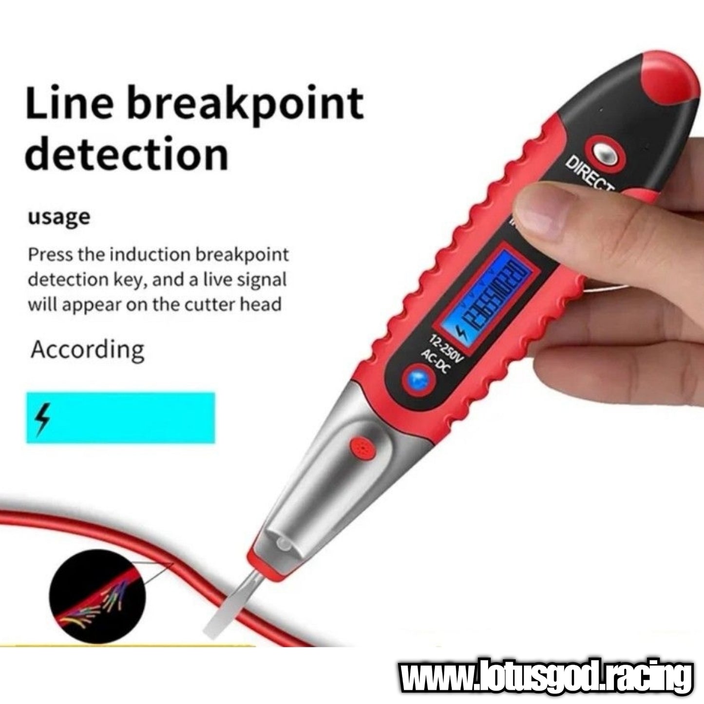 Red Led Test Pen Flat Screwdriver Tool For DC Voltage: DC 12V/36V/55V VAC Voltage: AC70-250V