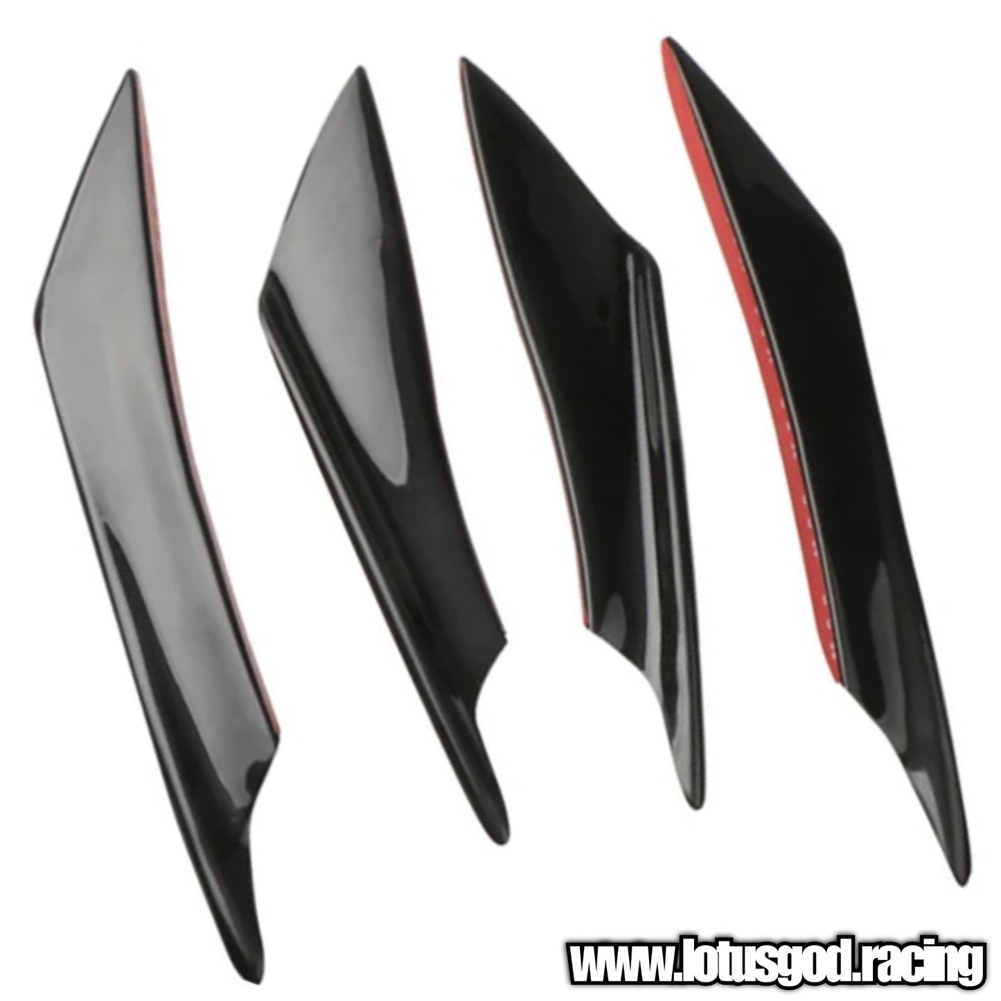 4 X Universal Black | Carbon Fiber Print Front Bumper Rear Splitter Fin Canard Shark Fin Set