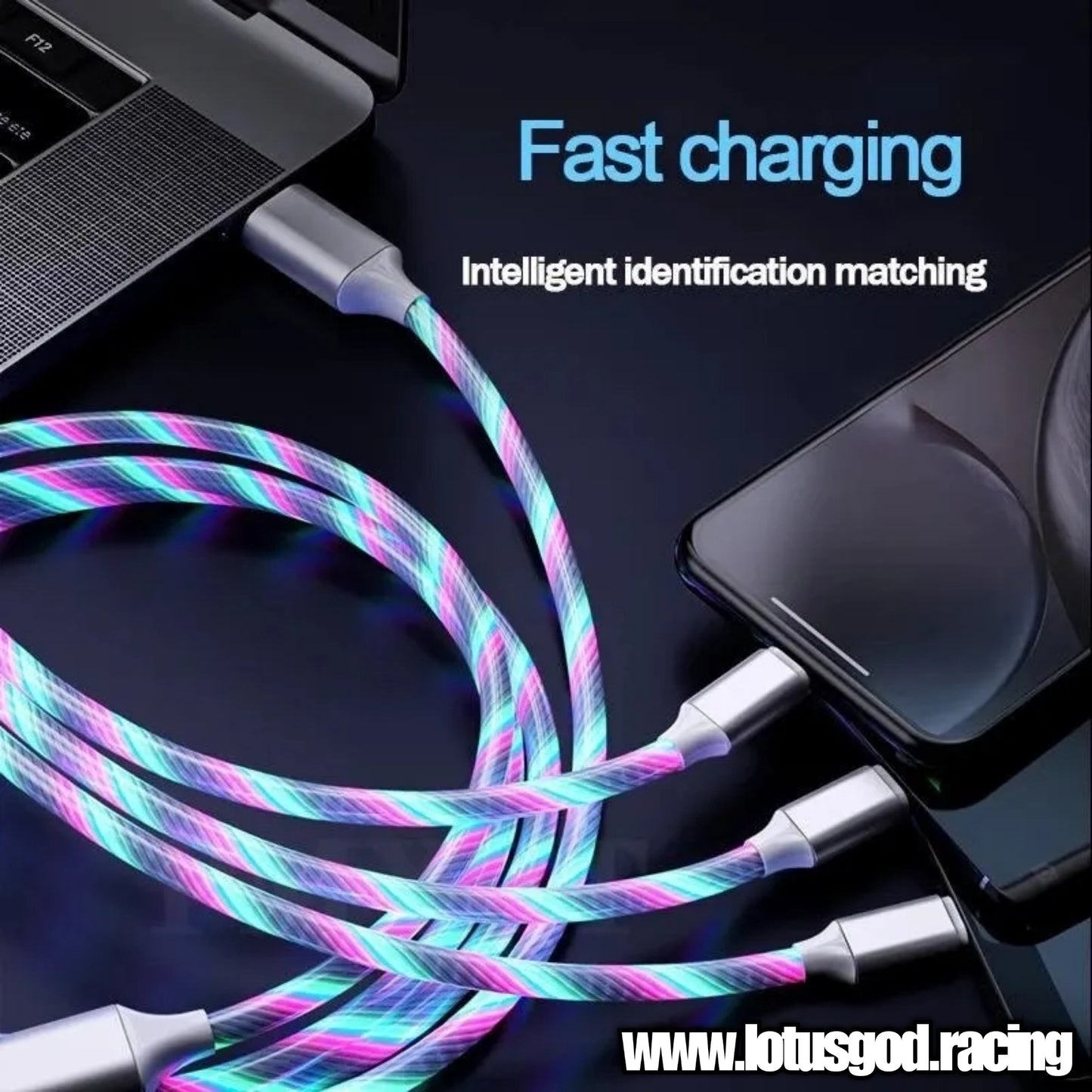 3 in 1 Super Led Glowing Dream Light 3A Fast Charging Micro USB Type C For iPhone Samsung Xiaomi Redmi Phone Charger USB Cable