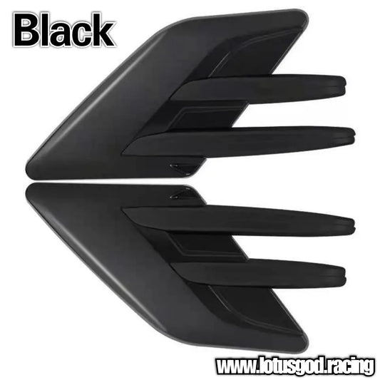 Universal Black | Carbon Fiber Print Front Fender Bumper Air Flow Intake Shark Fin Panel Grill Vent