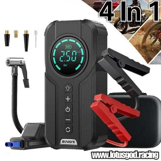 10400mah 4 In 1 Portable 12 Volts Car Jump Start + Air Pump Compressor Tyre Inflator + Power Bank + Led Light 12V Car Battery Starter