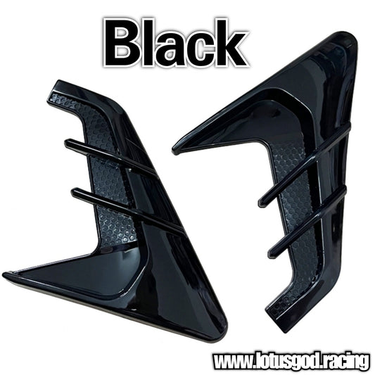 Universal Black | Carbon Fiber Front Rear Fender Bumper Air Flow Intake Shark Fin Panel Grill Vent