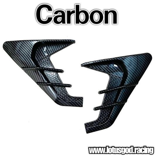 Universal Black | Carbon Fiber Front Rear Fender Bumper Air Flow Intake Shark Fin Panel Grill Vent