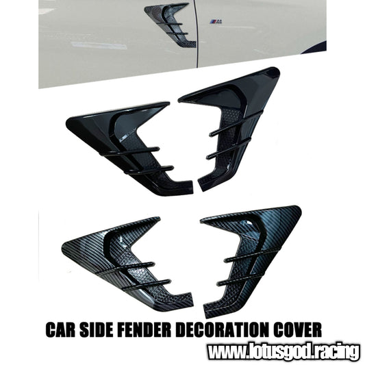 Universal Black | Carbon Fiber Front Rear Fender Bumper Air Flow Intake Shark Fin Panel Grill Vent