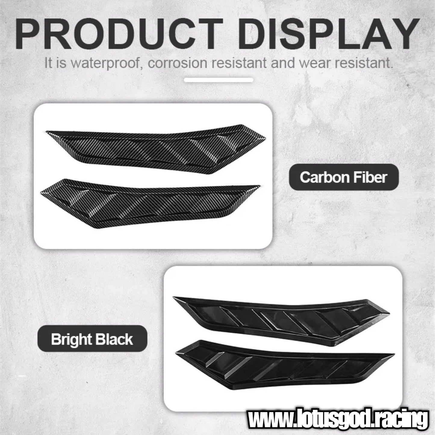 Universal Racing Look Front Bonnet Side Rear Fender Bumper High Air Flow Intake Shark Fin Panel Grill Vent