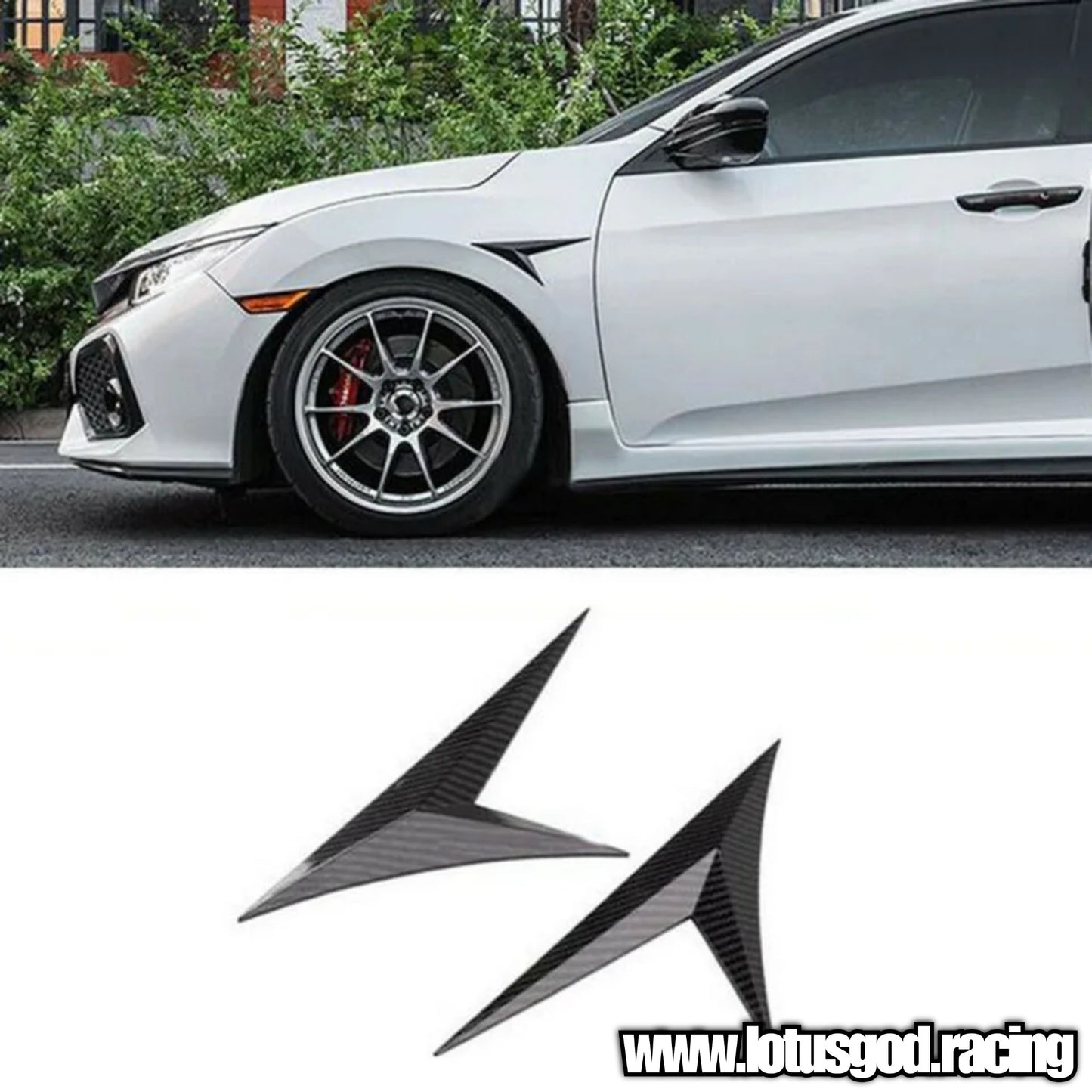 Universal Black | Carbon Fiber Front Rear Fender Bumper Arrow Intake Shark Fin Panel Grill Vent