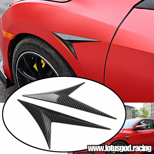 Universal Black | Carbon Fiber Front Rear Fender Bumper Arrow Intake Shark Fin Panel Grill Vent