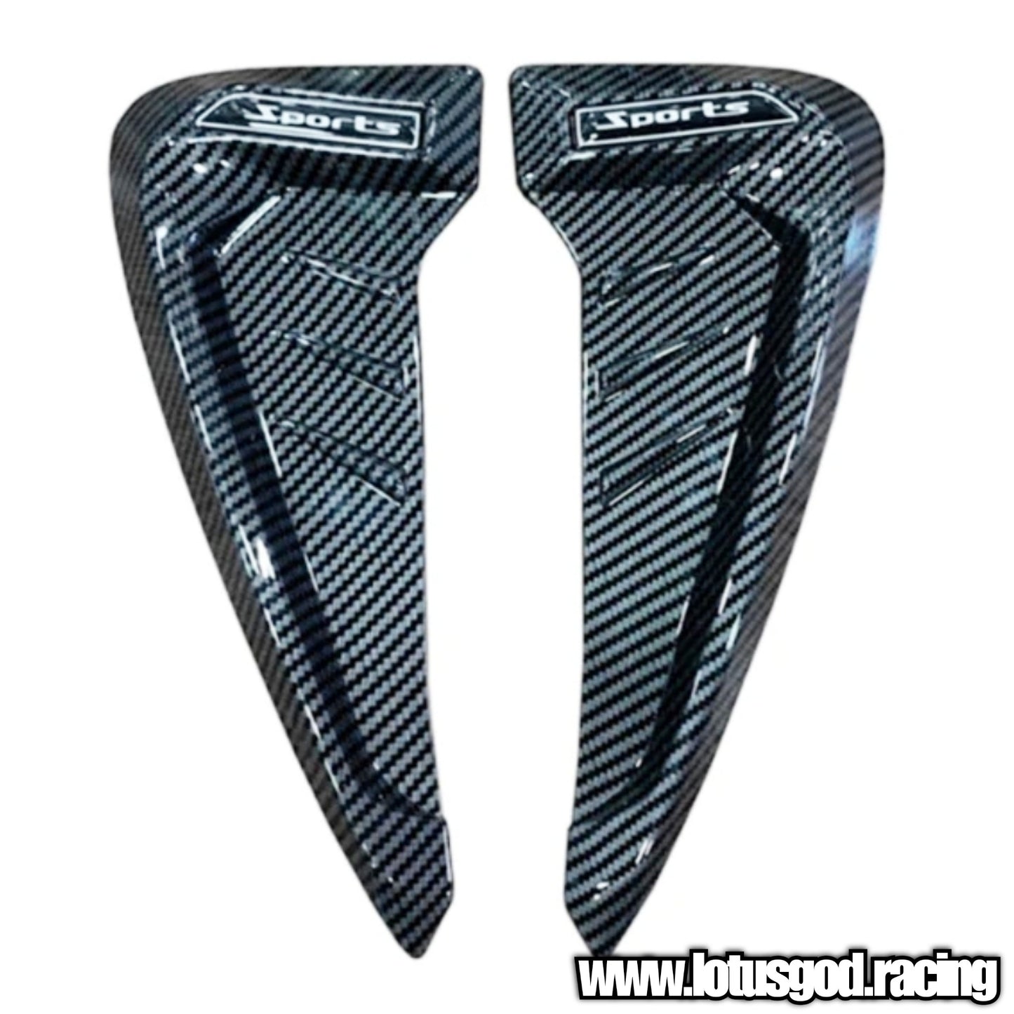 Universal Black | Carbon Fiber Front Fender Bumper Air Flow Intake Shark Fin Panel Grill Vent