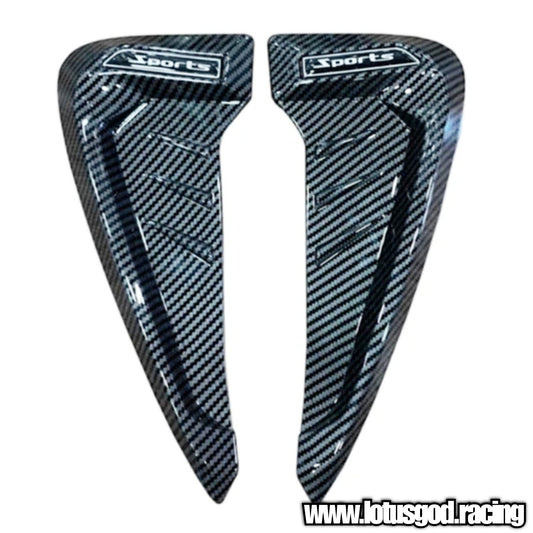 Universal Black | Carbon Fiber Front Fender Bumper Air Flow Intake Shark Fin Panel Grill Vent