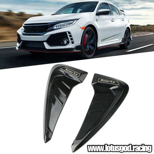 Universal Black | Carbon Fiber Front Fender Bumper Air Flow Intake Shark Fin Panel Grill Vent