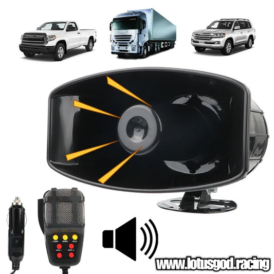 12 Volts Police Ambulance 120 DB Loud 7 Sounds Siren Horn + PA Mix Speaker For Cigarette Socket Lighter Plug & Play