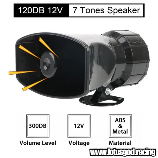 12 Volts Police Ambulance 120 DB Loud 7 Sounds Siren Horn + PA Mix Speaker For Cigarette Socket Lighter Plug & Play