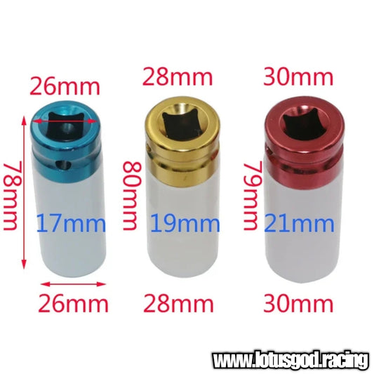 17mm | 19mm | 21mm Wheel Nut Socket 1/2" Drive Lug Thin Wall Impact Sockets Car Repair Rim Tyre Hardware Tool Set (3 Pieces)