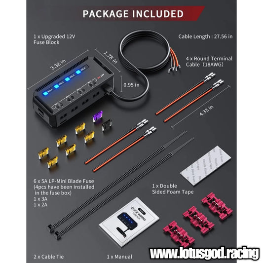 12 Volts Electrical Insulation Battery Protection Junction LED Indicator Light Heat Resistant 12V 4 Output Fuse Box