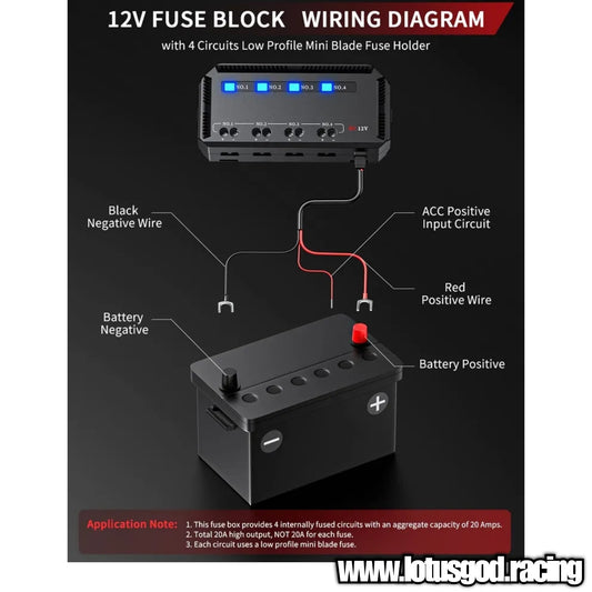 12 Volts Electrical Insulation Battery Protection Junction LED Indicator Light Heat Resistant 12V 4 Output Fuse Box