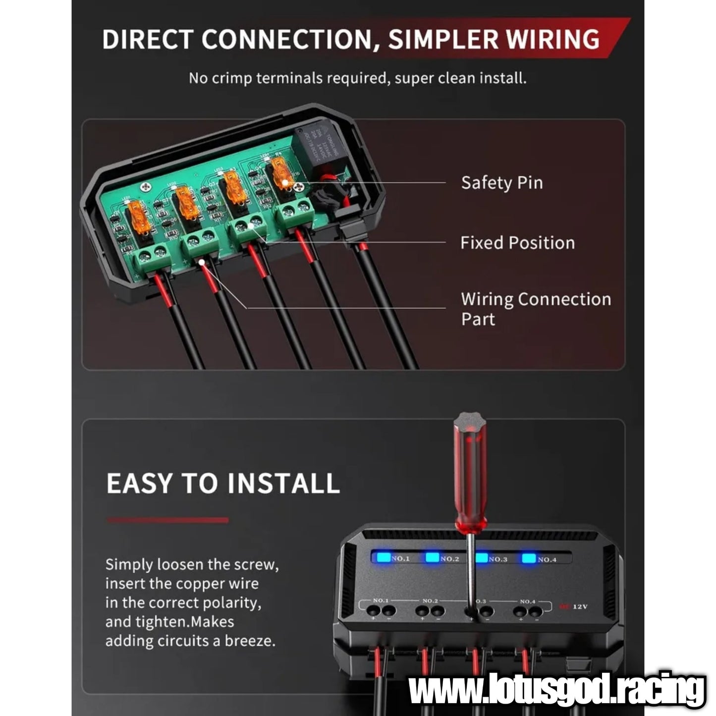 12 Volts Electrical Insulation Battery Protection Junction LED Indicator Light Heat Resistant 12V 4 Output Fuse Box