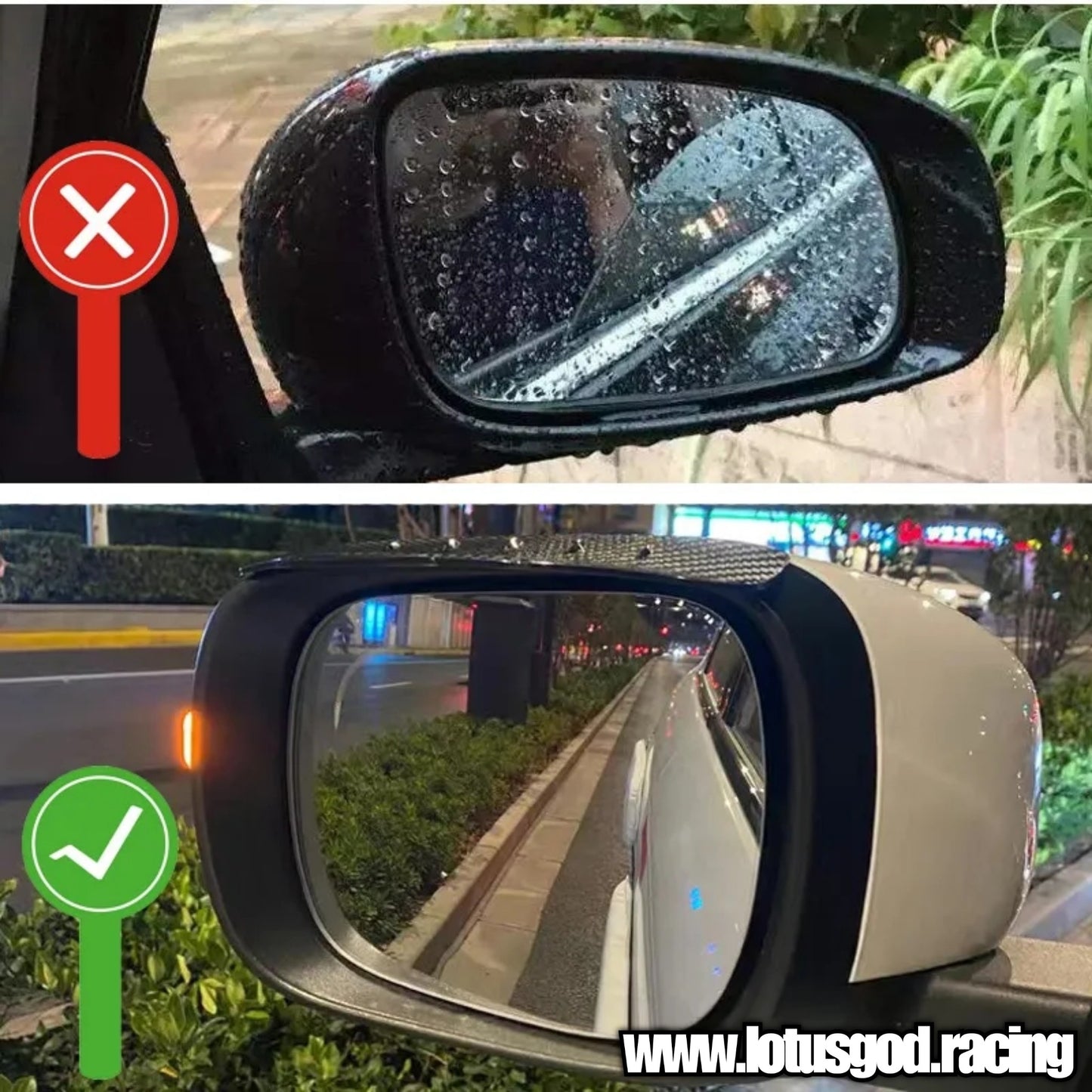 Universal Smoke Black | Carbon Fiber Print Sun Visor Side Mirror Waterproof Rain Eyebrow Rear View Rain Shield Flexible Protector For Car