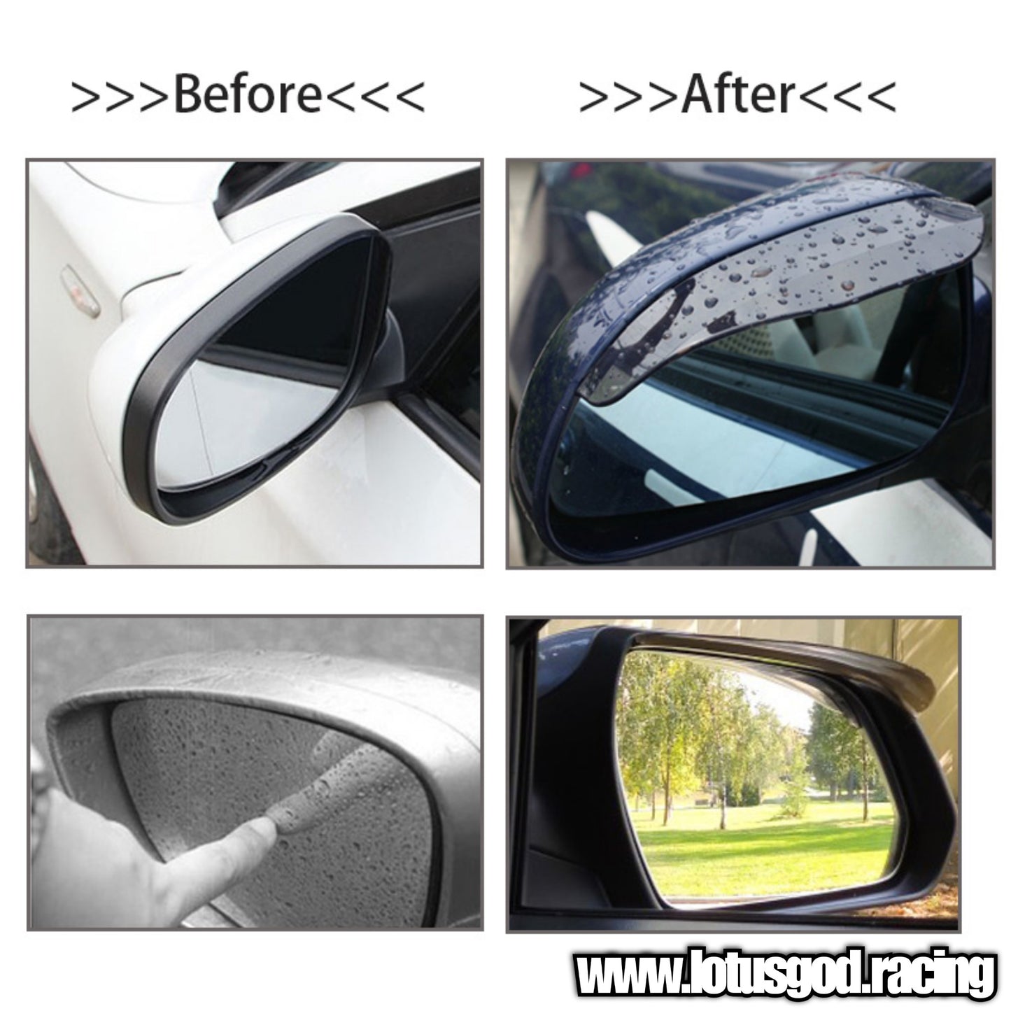 Universal Smoke Black | Carbon Fiber Print Sun Visor Side Mirror Waterproof Rain Eyebrow Rear View Rain Shield Flexible Protector For Car