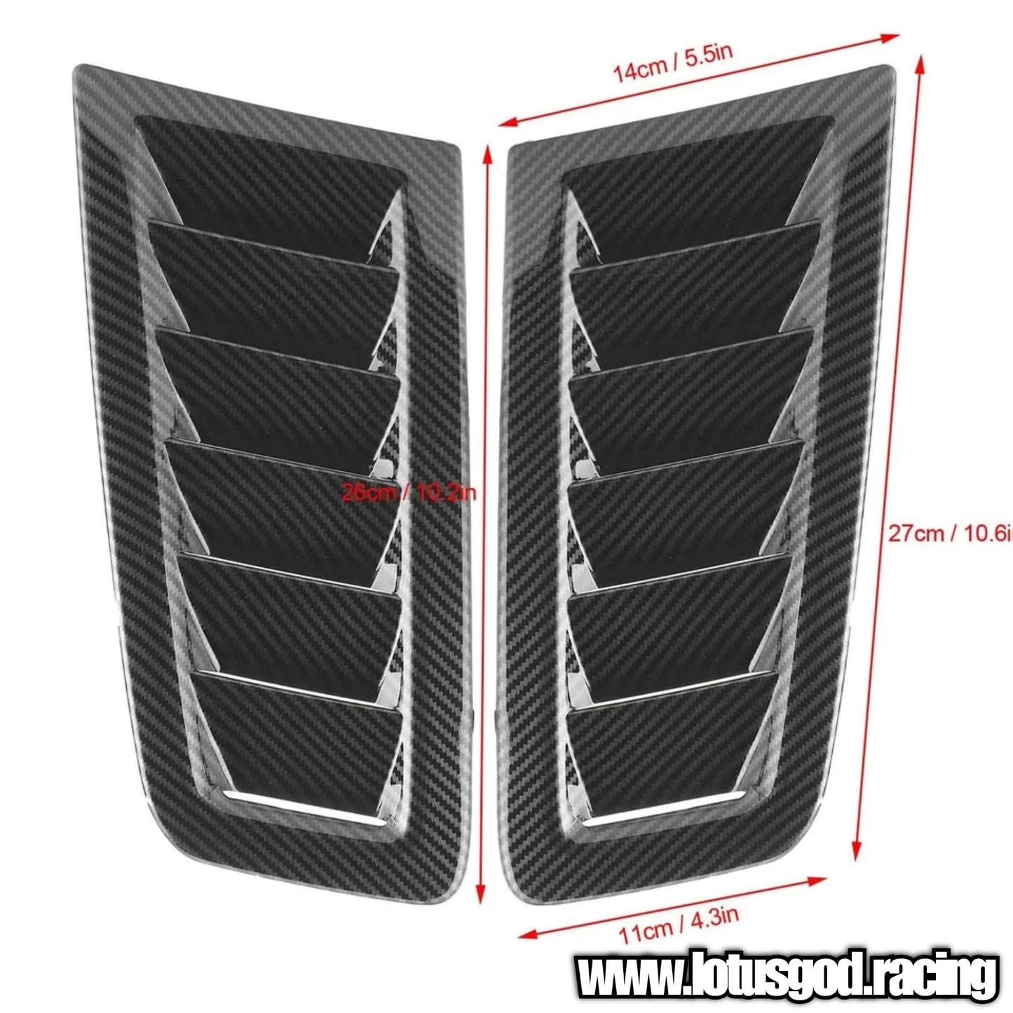 Universal Racing Front Bonnet Side Rear Fender Bumper High Air Flow Intake Shark Fin Panel Grill Vent