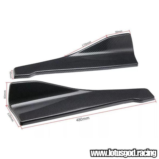 2 X Universal Black ABS Side Skirt Fin / Rear Bumper Bodykit Add On Lip Diffuser Extension