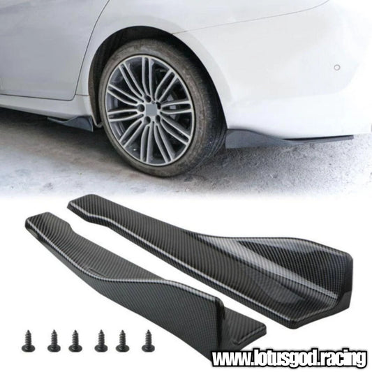 2 X Universal Black ABS Side Skirt Fin / Rear Bumper Bodykit Add On Lip Diffuser Extension