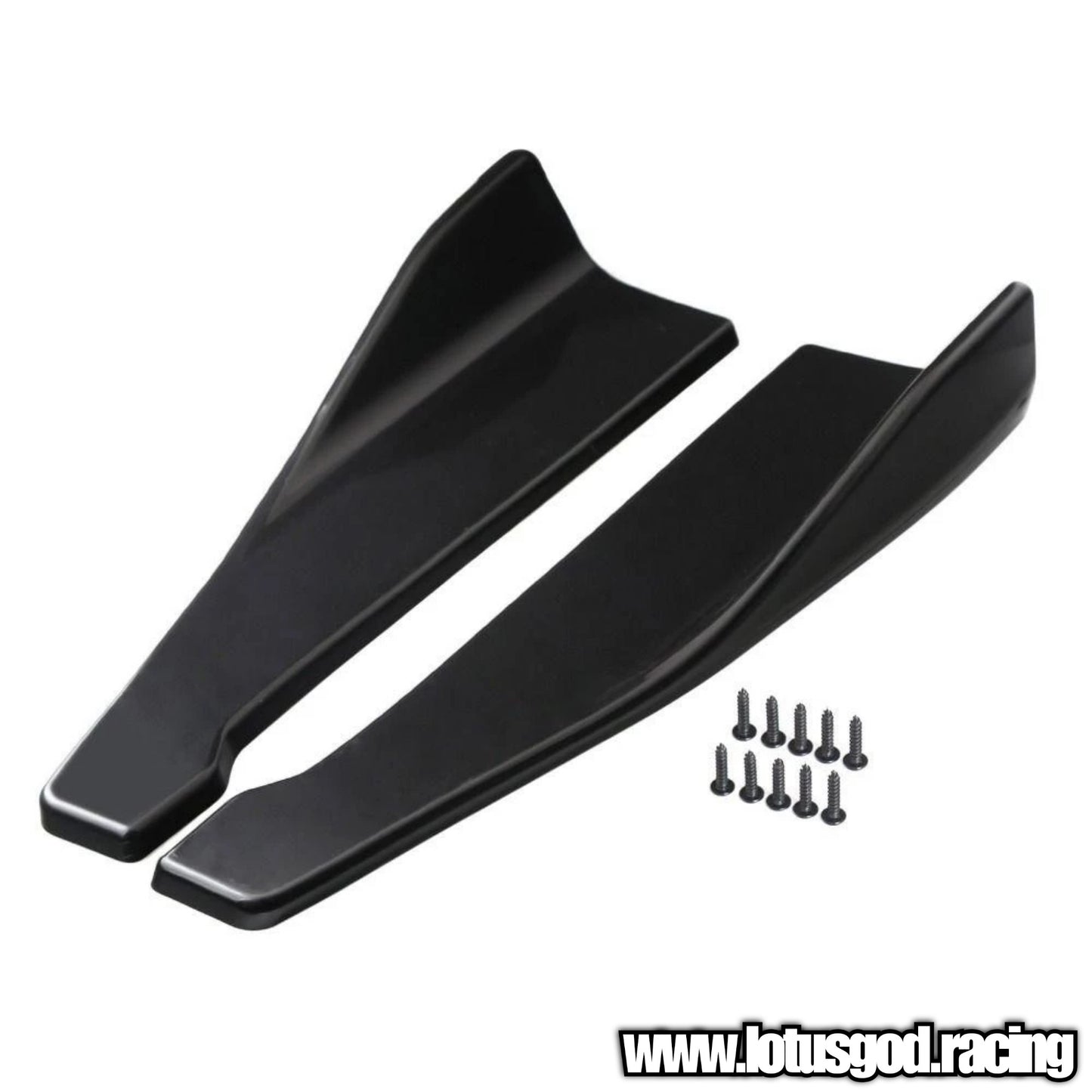 2 X Universal Black ABS Side Skirt Fin / Rear Bumper Bodykit Add On Lip Diffuser Extension