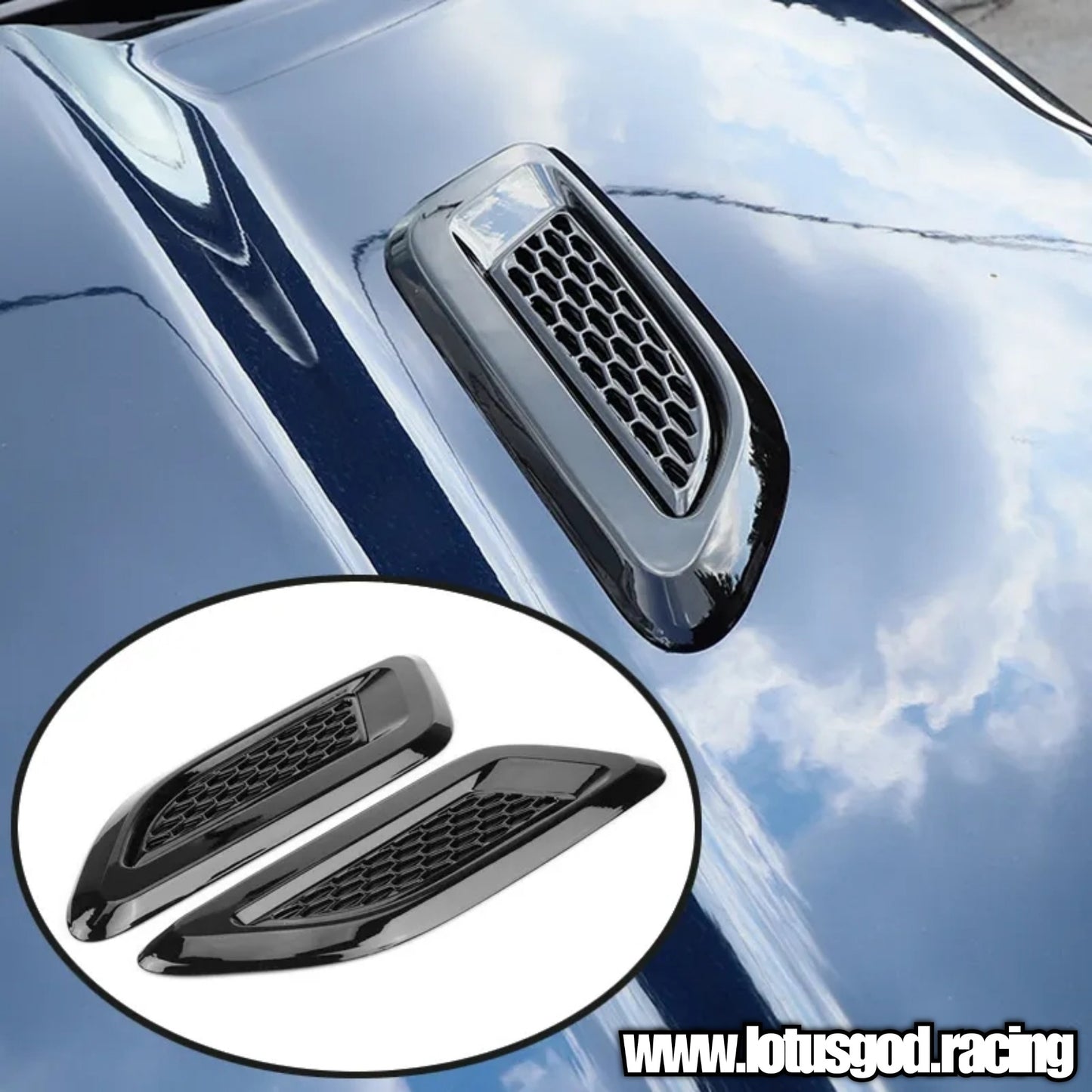 Universal Racing Look Front Bonnet Side Rear Fender Bumper High Air Flow Intake Shark Fin Panel Grill Vent