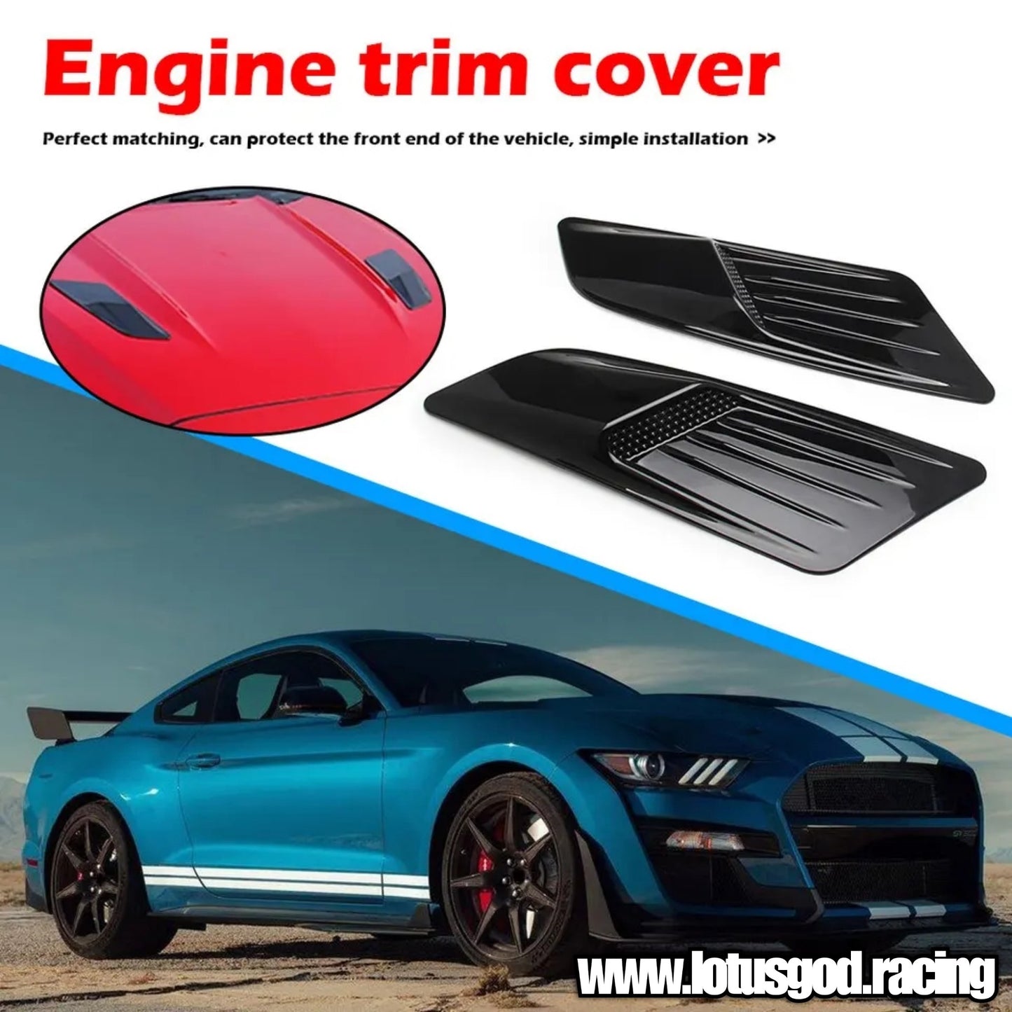 Universal Racing Look Front Bonnet Side Rear Fender Bumper High Air Flow Intake Shark Fin Panel Grill Vent