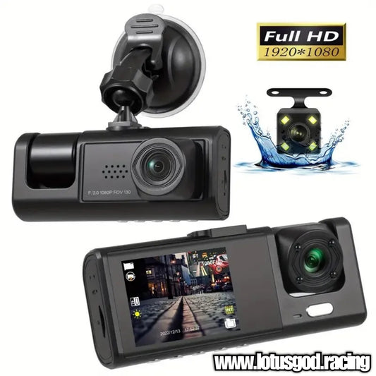 2 Front Dash Cam Dual Lens Adjustable Inside Camera + 1 Rear Cam 32gb Sd Card 2 Inch Screen G-sensor HD Night Vision Wide Angle Car DVR Driving Recorder (3 Cameras)