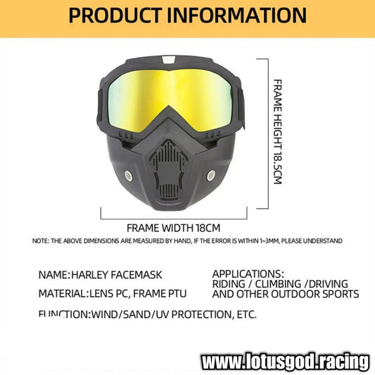 Car Welding Bank Robbery Skiing Racing Cycling Motorbike Full Face Detachable Protection Goggle Lens Mask