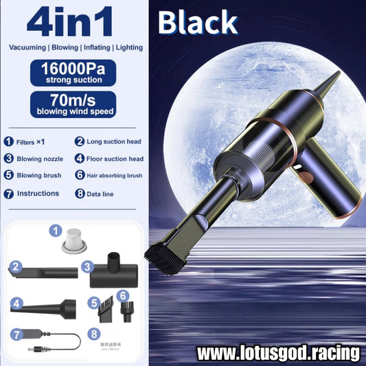 3 in 1 Powerful 120W Black Vacuum Cleaner USB Mini Rechargeable + Small Blower For Home Car Etc