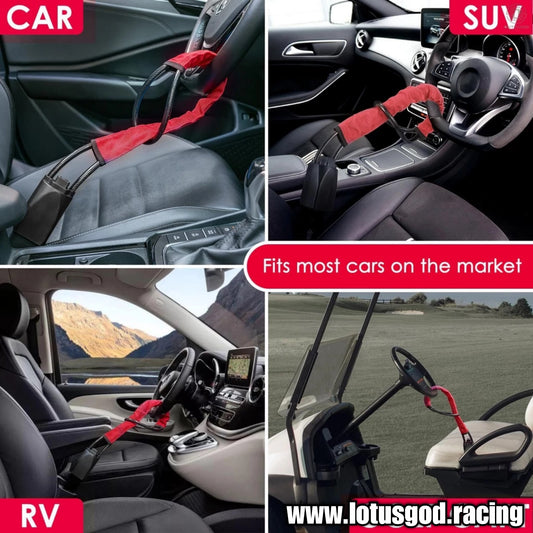 Universal Red Steering Wheel Seat Belt Lock Ultimate Theft Prevention For Your Expensive Vehicle