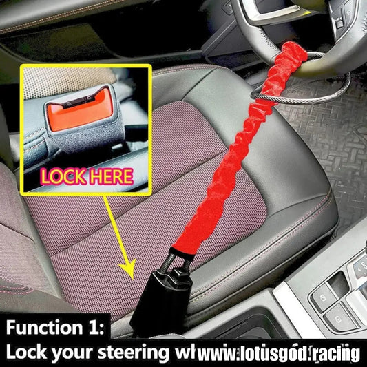 Universal Red Steering Wheel Seat Belt Lock Ultimate Theft Prevention For Your Expensive Vehicle