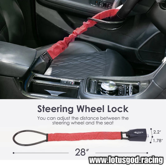 Universal Red Steering Wheel Seat Belt Lock Ultimate Theft Prevention For Your Expensive Vehicle