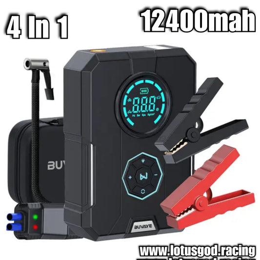 12400mah 4 In 1 Portable 12 Volts Car Jump Start + Air Pump Compressor Tyre Inflator + Power Bank + Led Light 12V Car Battery Starter