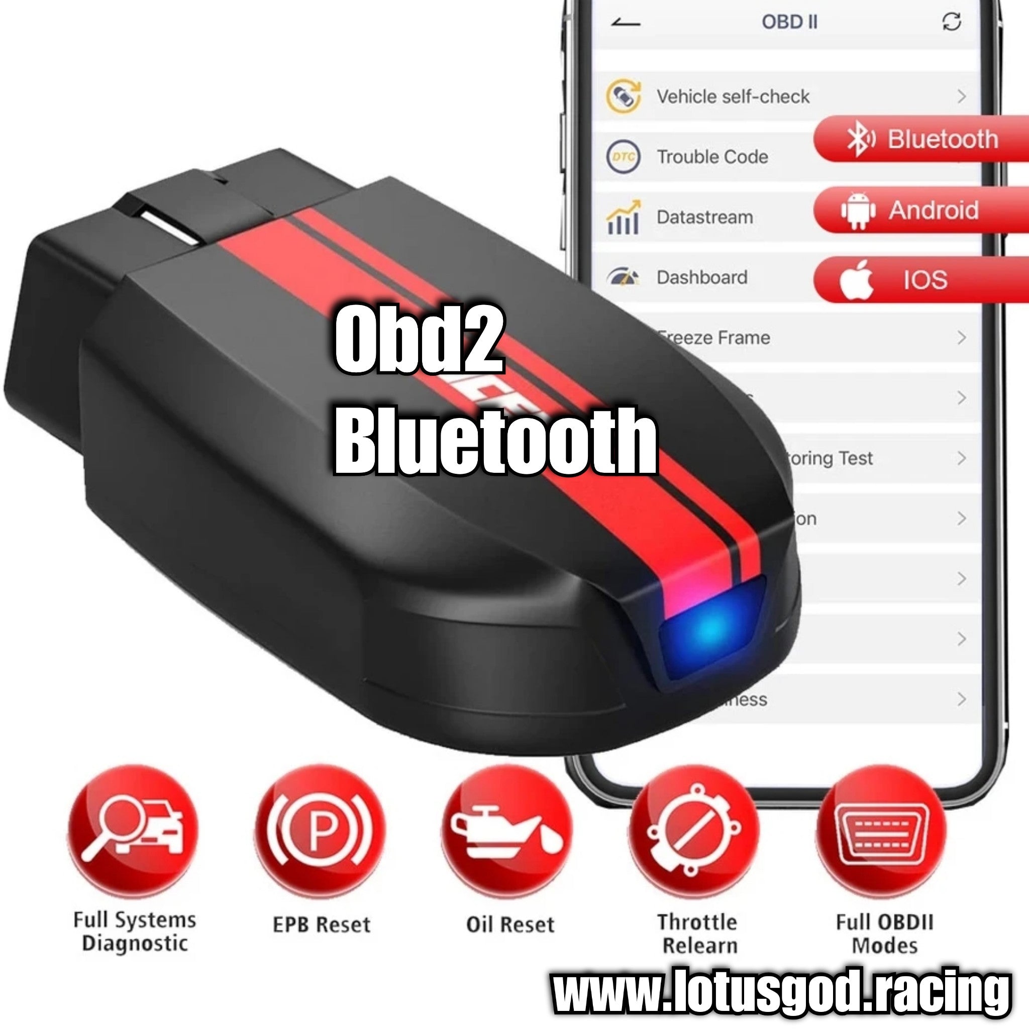 16 Pin OBD 2 Engine Check Light Bluetooth Epb Throttle Learning Reset ...