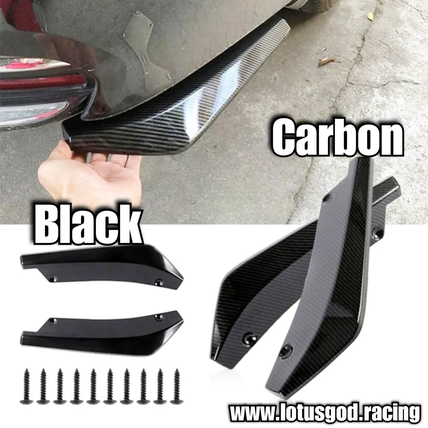 Universal Black Front Rear Bumper Lip Air Vent Trim Spoiler Canards Splitter Styling Body Kit Accessories