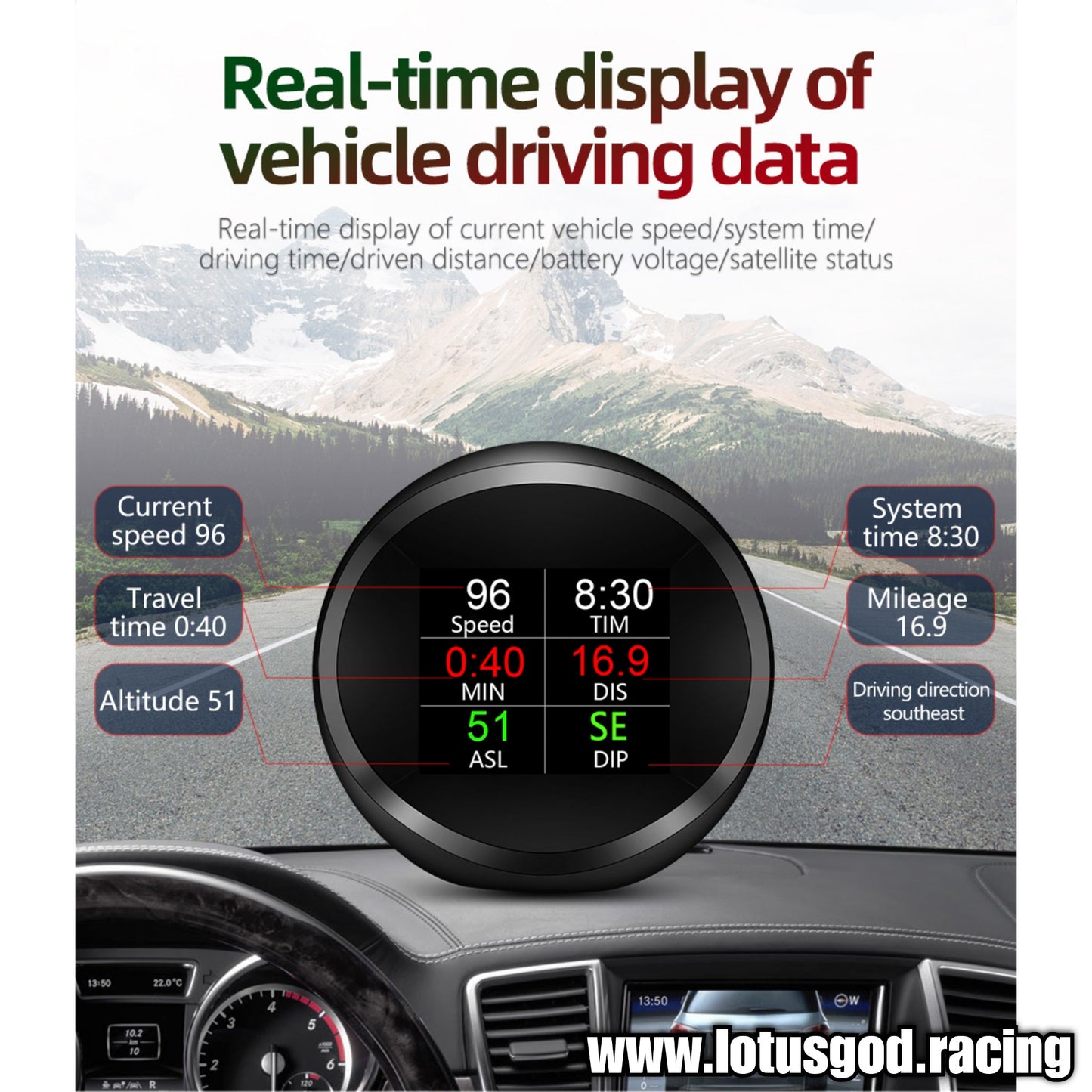 Universal USB Powered Plug & Play Hud Gps Vsd Mileage Overspeed Auto Alarm Head Up Display Compass Projector Smart Digital Speed Meter Gauge For All Vehicle